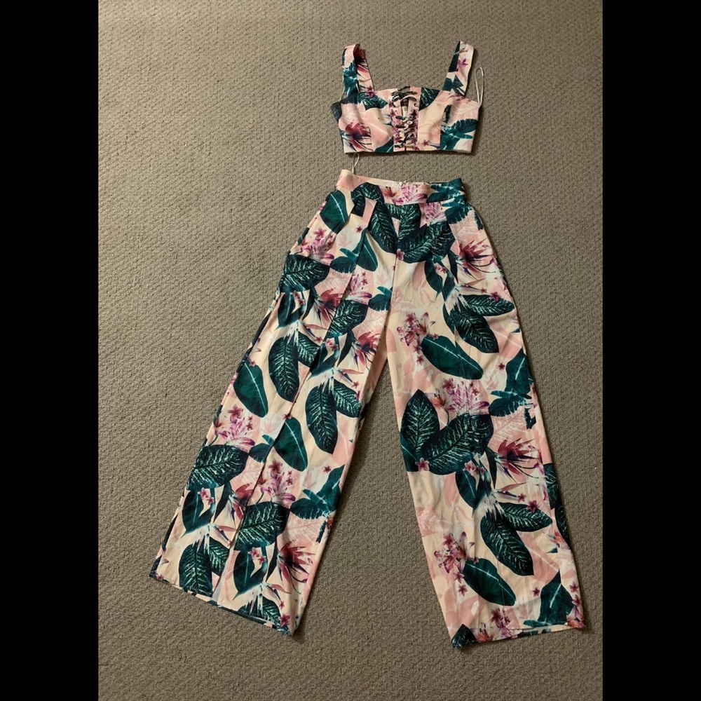 Floral Palms Two-Piece Outfit